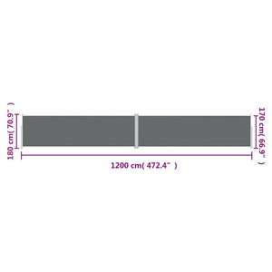 Retractable Side Awning Anthracite 70.9"x472.4