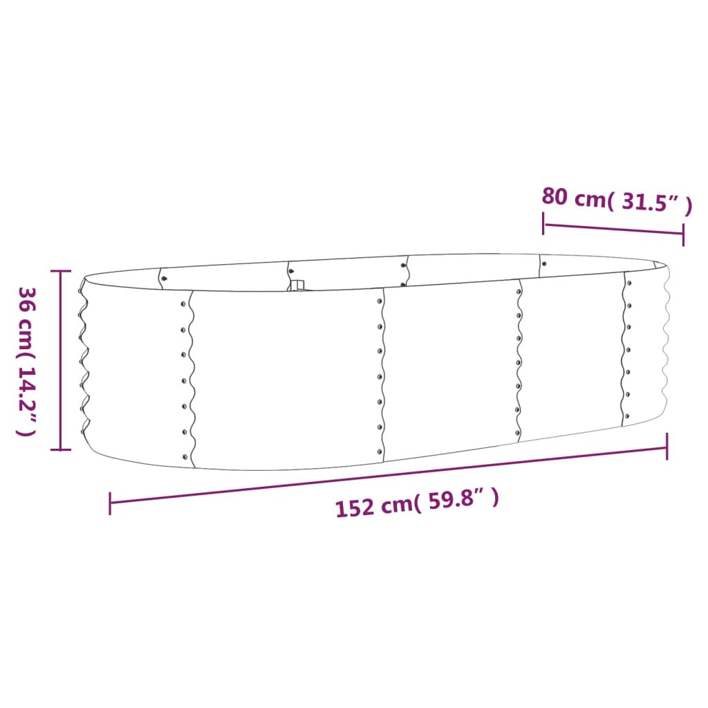 Garden Raised Bed Galvanized Steel 59.8"x31.5"x14.2" Silver