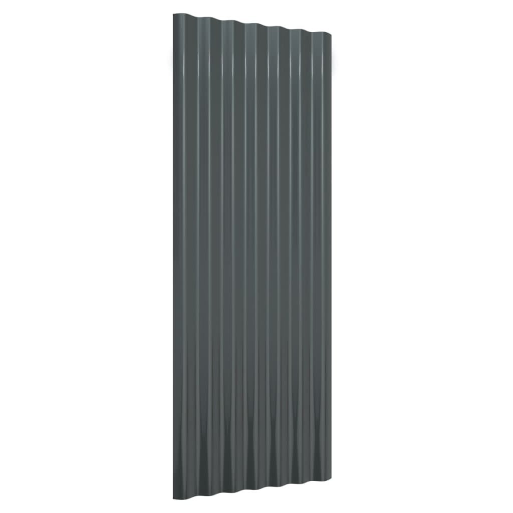Roof Panels 12 pcs Galvanized Steel Anthracite 39.4"x14.2