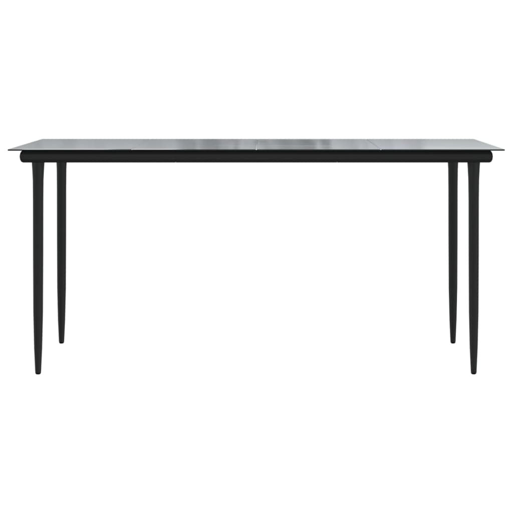 Patio Dining Table Black 63"x31.5"x29.1" Steel and Tempered Glass