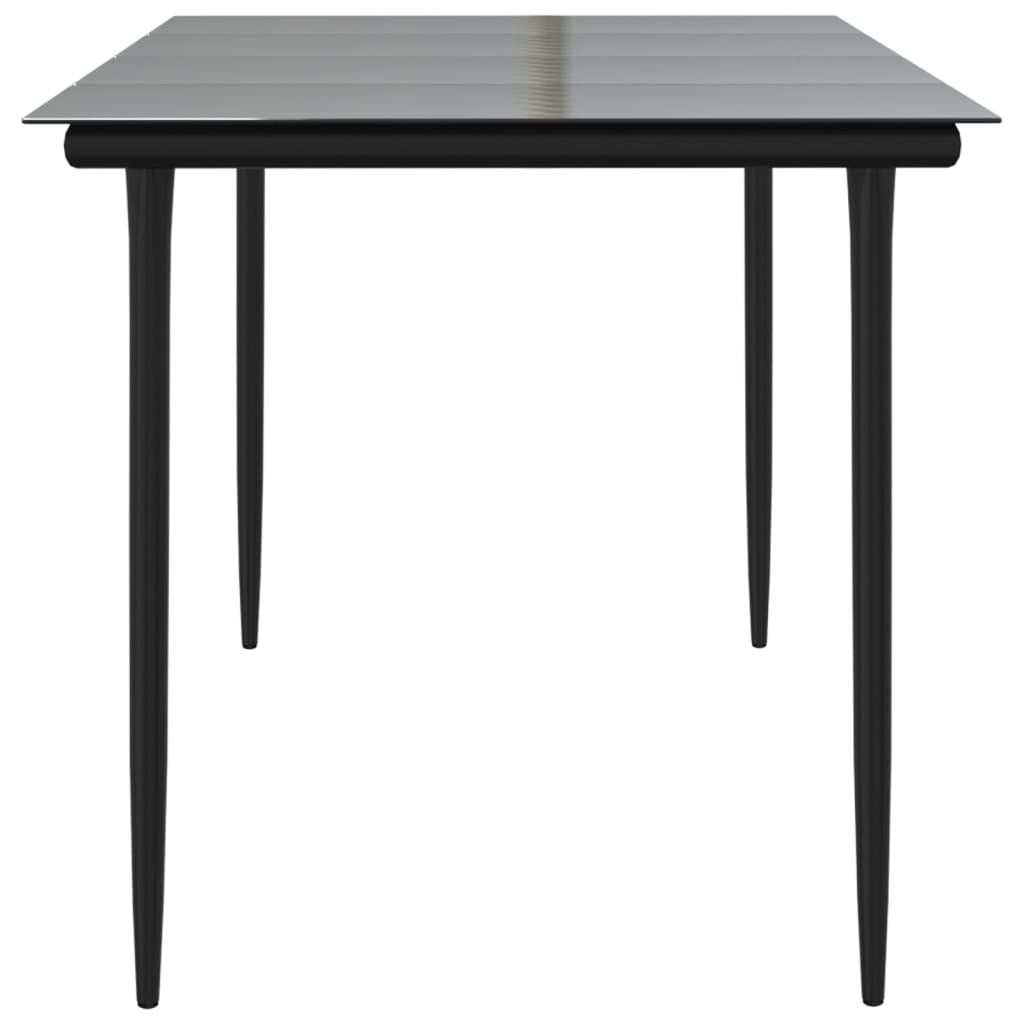 Patio Dining Table Black 63"x31.5"x29.1" Steel and Tempered Glass