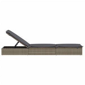 Sunbed 1 pc with Cushion Gray 79.1"x21.7"x24.4" Poly Rattan