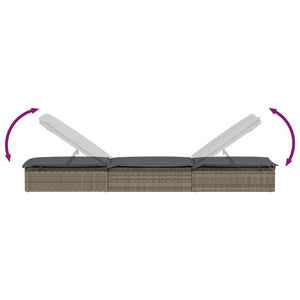 Sunbed 1 pc with Cushion Gray 79.1"x21.7"x24.4" Poly Rattan