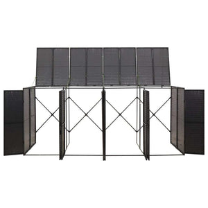 Quadruple Wheelie Bin Shed Black 107.9"x31.5"x46.1" Poly Rattan