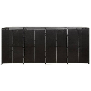 Quadruple Wheelie Bin Shed Black 107.9"x31.5"x46.1" Poly Rattan