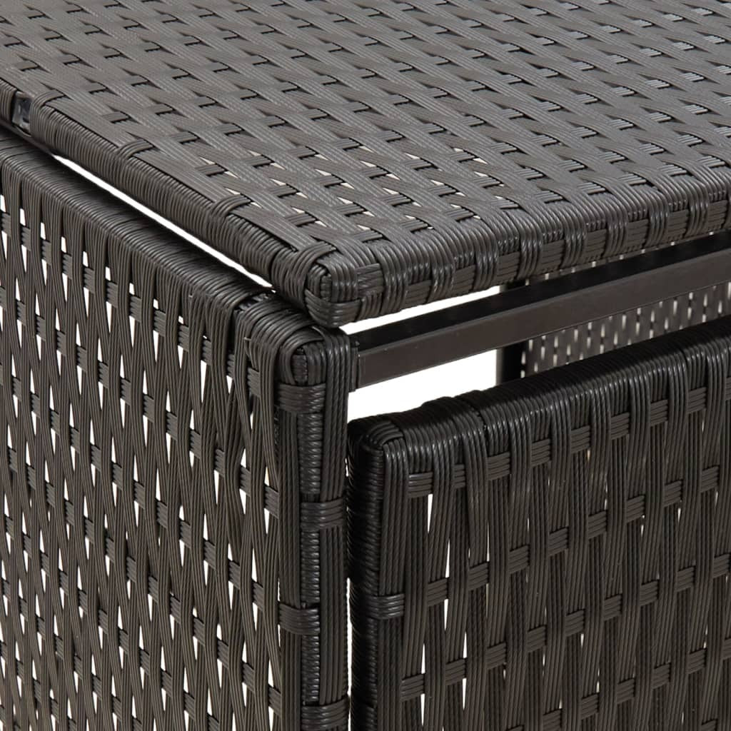 Quadruple Wheelie Bin Shed Black 107.9"x31.5"x46.1" Poly Rattan