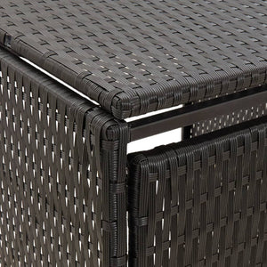Quadruple Wheelie Bin Shed Black 107.9"x31.5"x46.1" Poly Rattan