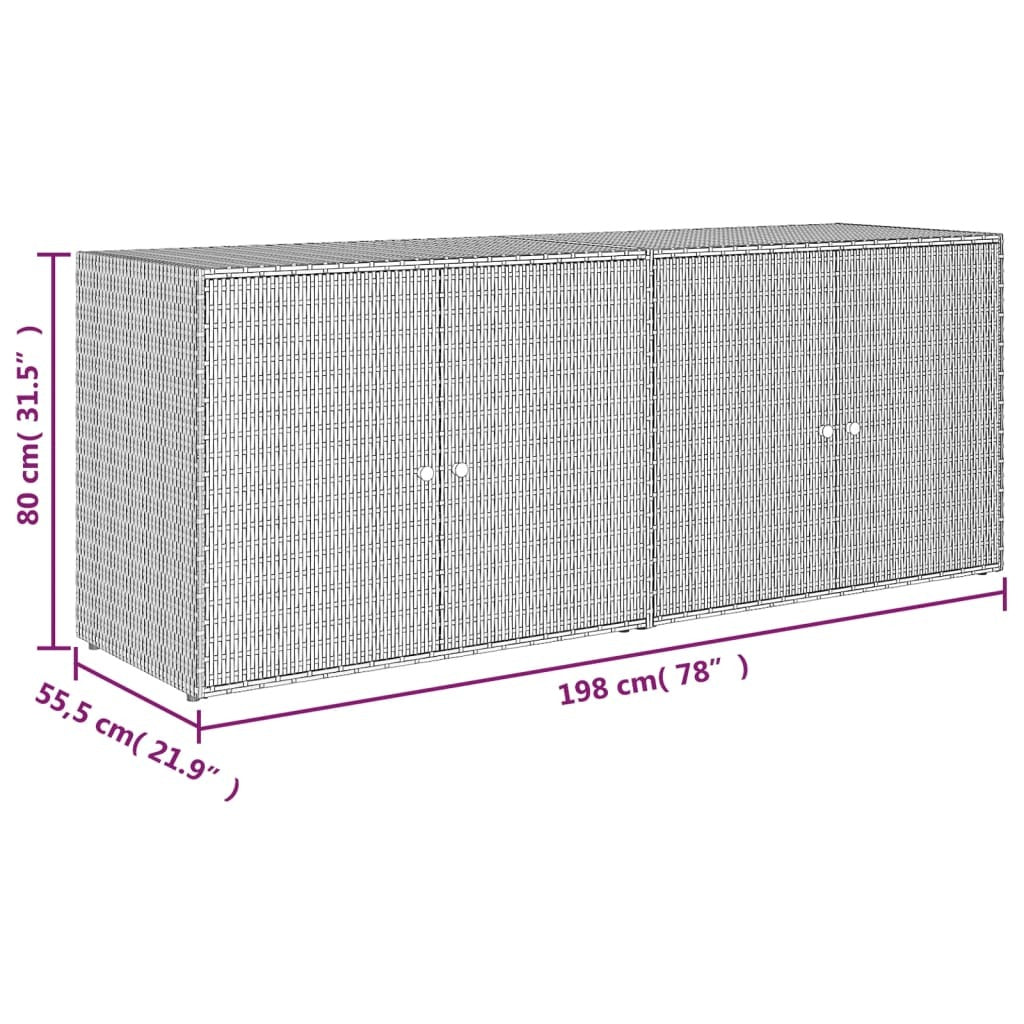 Garden Storage Cabinet Gray 78"x21.9"x31.5" Poly Rattan