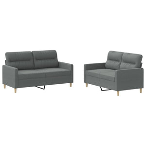 2 Piece Sofa Set with Cushions Dark Gray Fabric