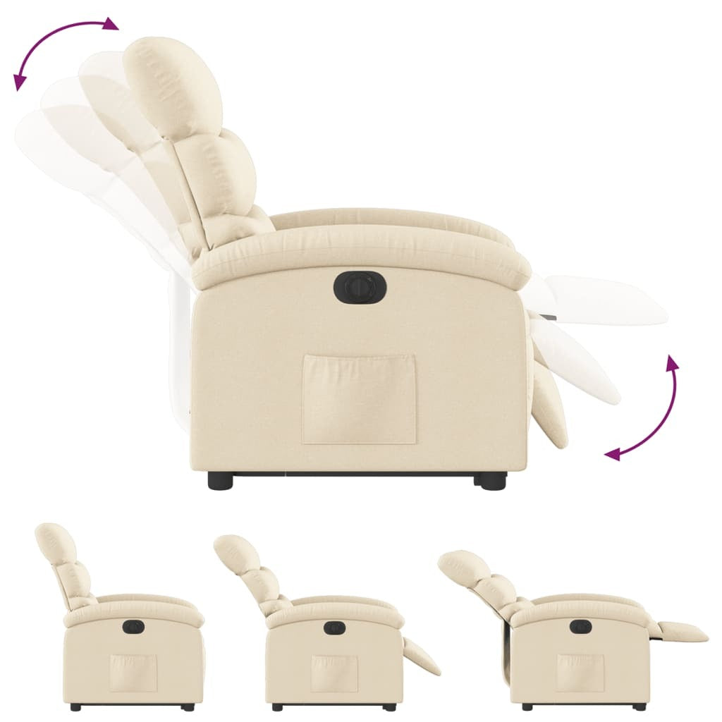 Electric Stand up Recliner Chair Cream Fabric
