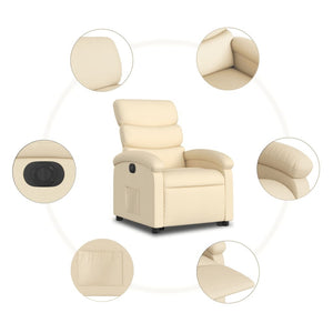Electric Stand up Recliner Chair Cream Fabric