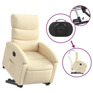 Electric Stand up Recliner Chair Cream Fabric