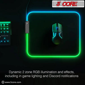 Gaming Mouse Pad RGB 12 Light Modes 2 Zone Desk Mouse Mat w Rubber Base