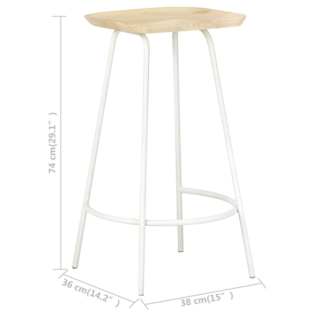 Bar Stools 2 pcs Solid Mango Wood