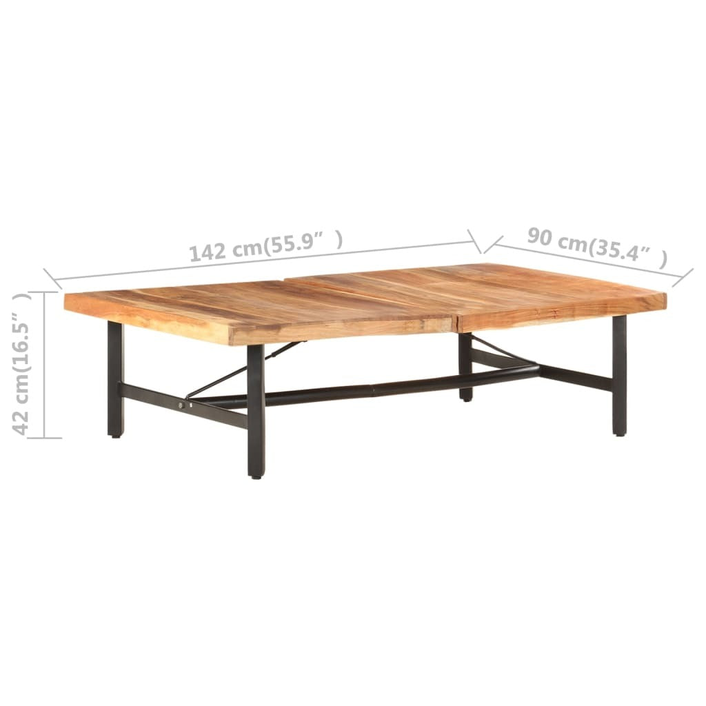Coffee Table 55.9"x35.4"x16.5" Solid Acacia Wood