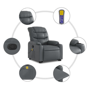 Stand up Massage Recliner Chair Gray Faux Leather