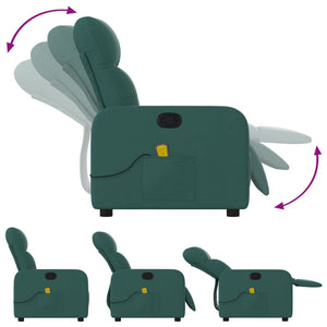 Massage Recliner Chair Dark Green Fabric