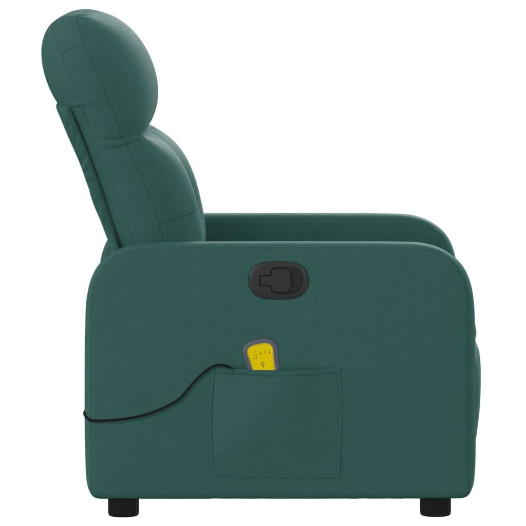 Massage Recliner Chair Dark Green Fabric