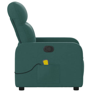 Massage Recliner Chair Dark Green Fabric