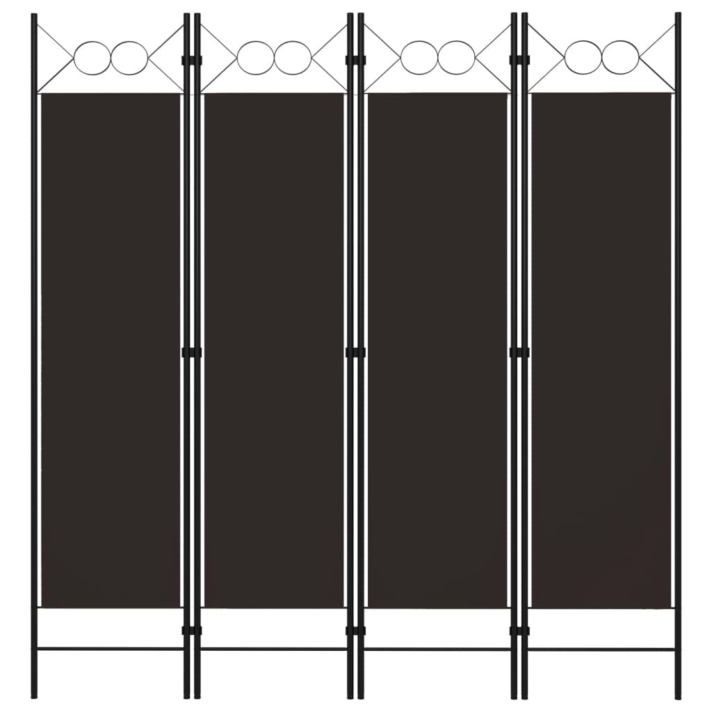 4-Panel Room Divider Brown 63"x70.9