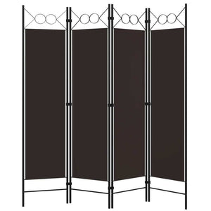 4-Panel Room Divider Brown 63"x70.9