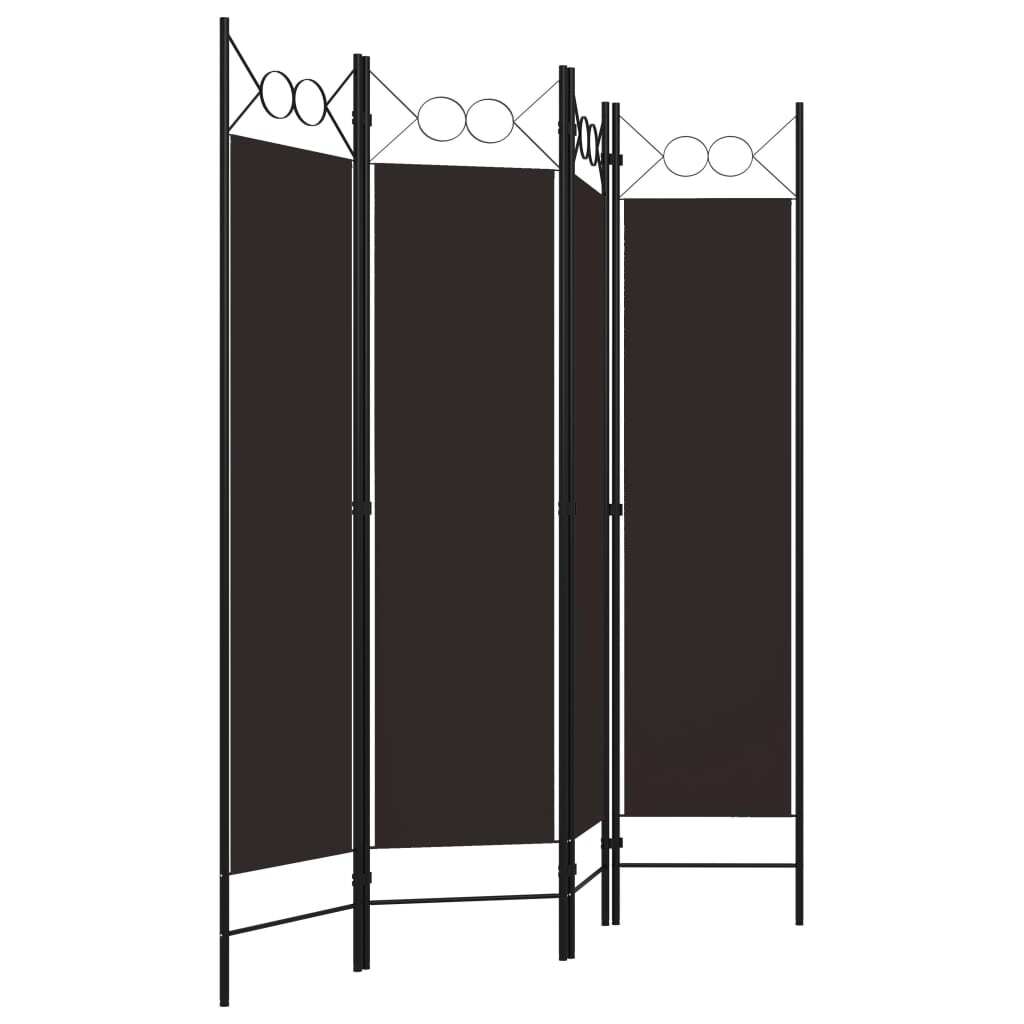 4-Panel Room Divider Brown 63"x70.9
