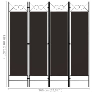 4-Panel Room Divider Brown 63"x70.9