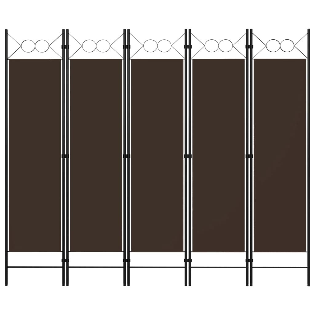 5-Panel Room Divider Brown 78.7"x70.9