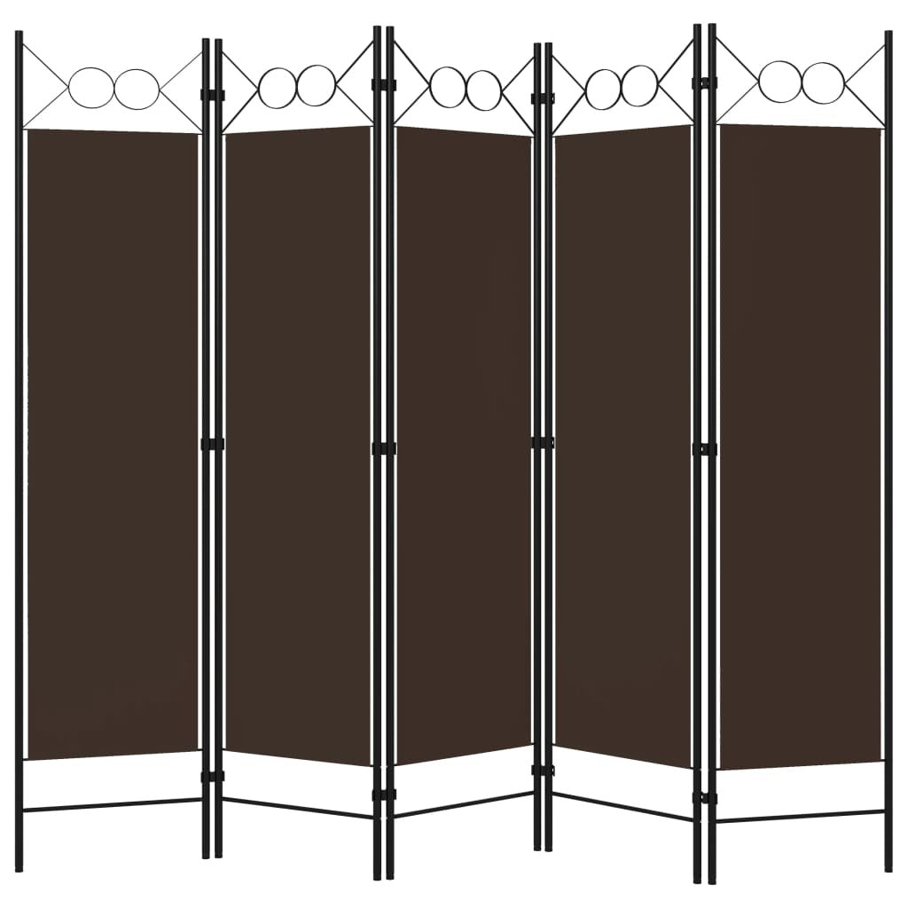 5-Panel Room Divider Brown 78.7"x70.9