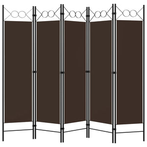 5-Panel Room Divider Brown 78.7"x70.9