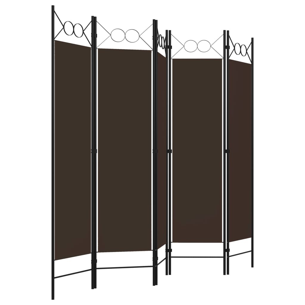 5-Panel Room Divider Brown 78.7"x70.9