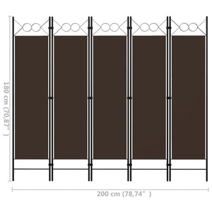 5-Panel Room Divider Brown 78.7"x70.9