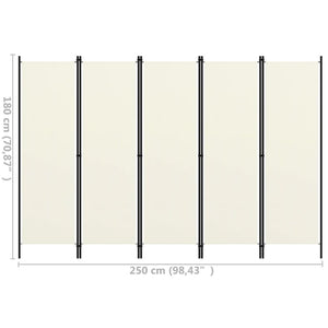 5-Panel Room Divider White 98.4"x70.9