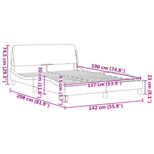 Bed Frame "Dover" Dark Gray 53.9"x74.8" Fabric