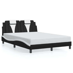 Bed Frame "Viana" without Mattress Black and White 53.9"x74.8" Faux Leather
