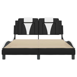 Bed Frame "Viana" without Mattress Black and White 53.9"x74.8" Faux Leather