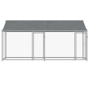 Dog Cage with Roof and Doors Gray 13.1'x6.6'x6.6'Galvanized Steel