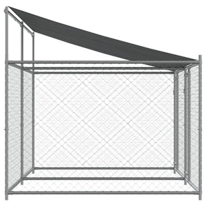 Dog Cage with Roof and Doors Gray 13.1'x6.6'x6.6'Galvanized Steel