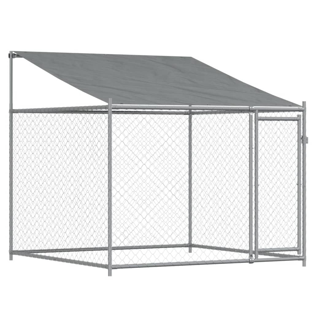 Dog Cage with Roof and Doors Gray 13.1'x6.6'x6.6'Galvanized Steel