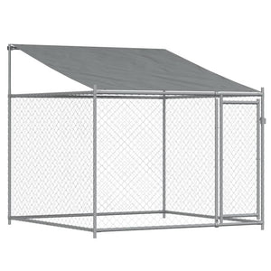 Dog Cage with Roof and Doors Gray 13.1'x6.6'x6.6'Galvanized Steel