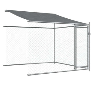Dog Cage with Roof and Doors Gray 13.1'x6.6'x6.6'Galvanized Steel