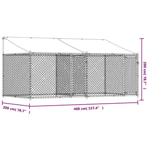Dog Cage with Roof and Doors Gray 13.1'x6.6'x6.6'Galvanized Steel