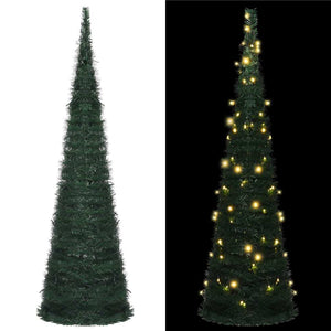 Pop-up String Artificial Pre-lit Christmas Tree Green 5 ft