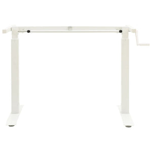 Manual Height Adjustable Standing Desk Frame Hand Crank White