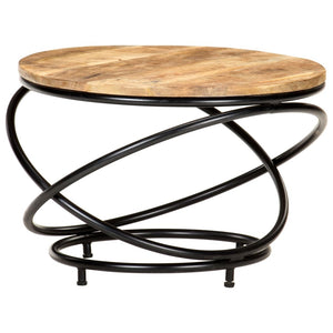 Coffee Table Black 23.6"x23.6"x15.7" Solid Rough Mango Wood