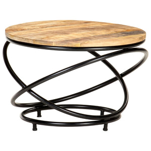 Coffee Table Black 23.6"x23.6"x15.7" Solid Rough Mango Wood