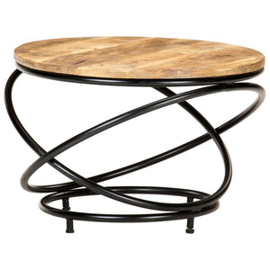 Coffee Table Black 23.6"x23.6"x15.7" Solid Rough Mango Wood