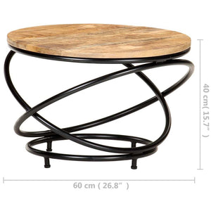 Coffee Table Black 23.6"x23.6"x15.7" Solid Rough Mango Wood