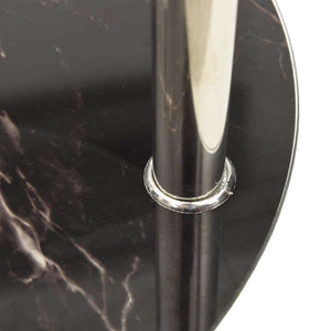 2-Tier Side Table Transparent & Black Marble 15" Tempered Glass