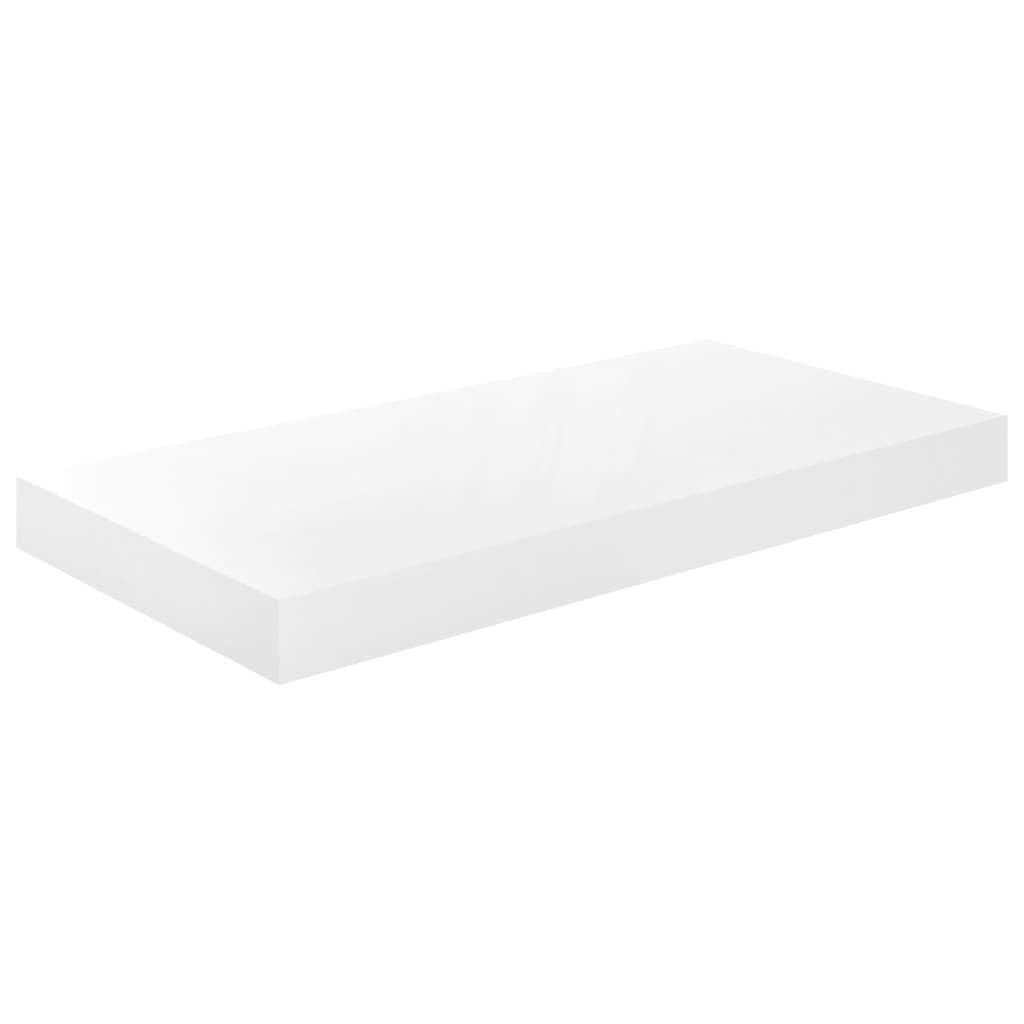 Floating Wall Shelves 2 pcs High Gloss White 19.7"x9.1"x1.5" MDF